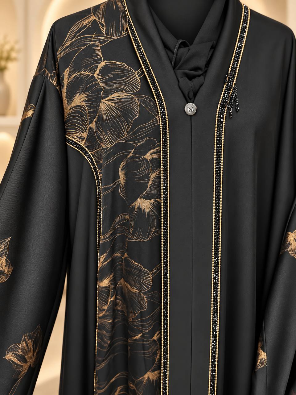 Floral Crepe Abaya Set – Plus Size