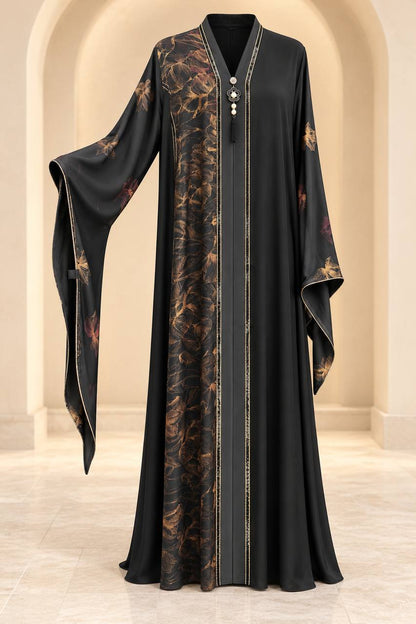 Floral Crepe Abaya Set – Plus Size