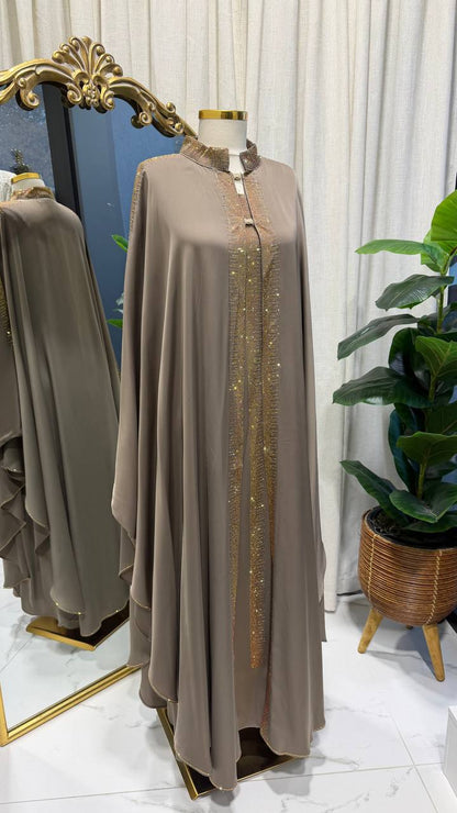 Sadeem – Two-Piece Embellished Cape Abaya Set