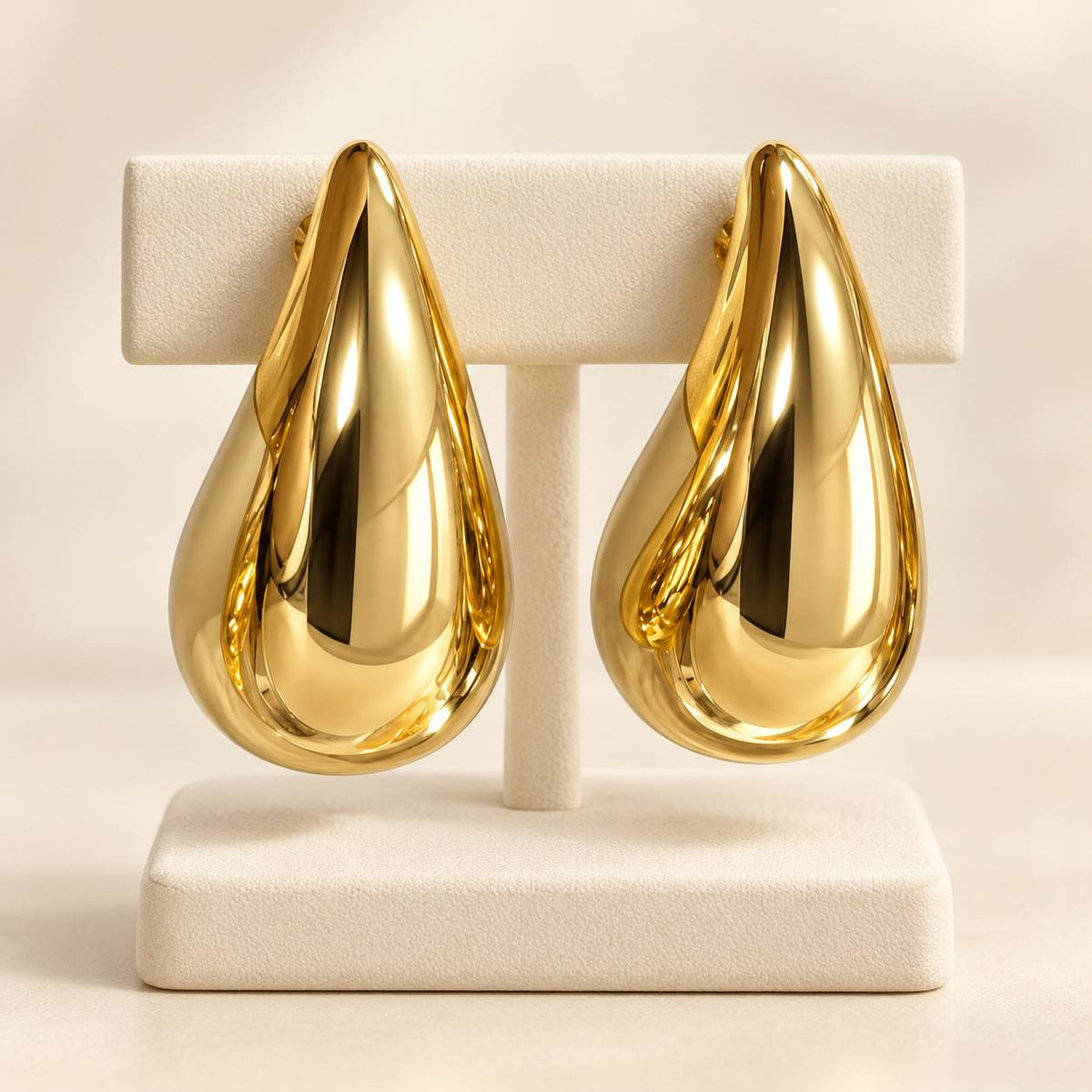 Gold-Tone Teardrop Stud Earrings