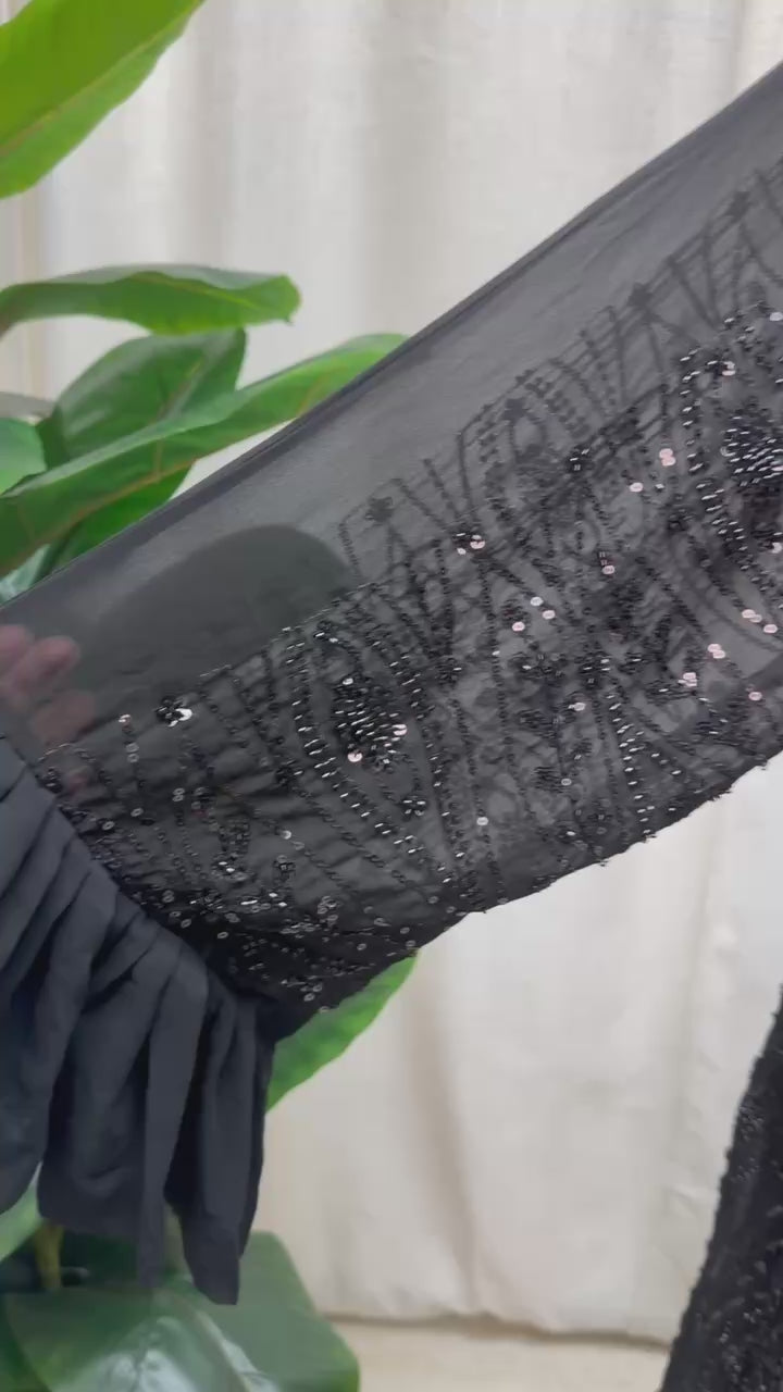 Noir Cascade Abaya