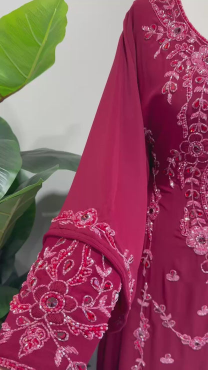 Noura Hand-Beaded Chiffon Kaftan