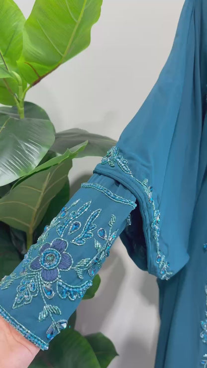 Noura Hand-Beaded Chiffon Kaftan