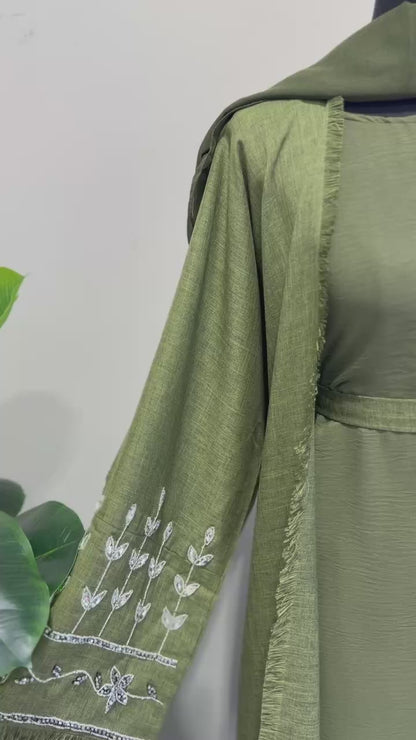 Olive Artisan Abaya Set