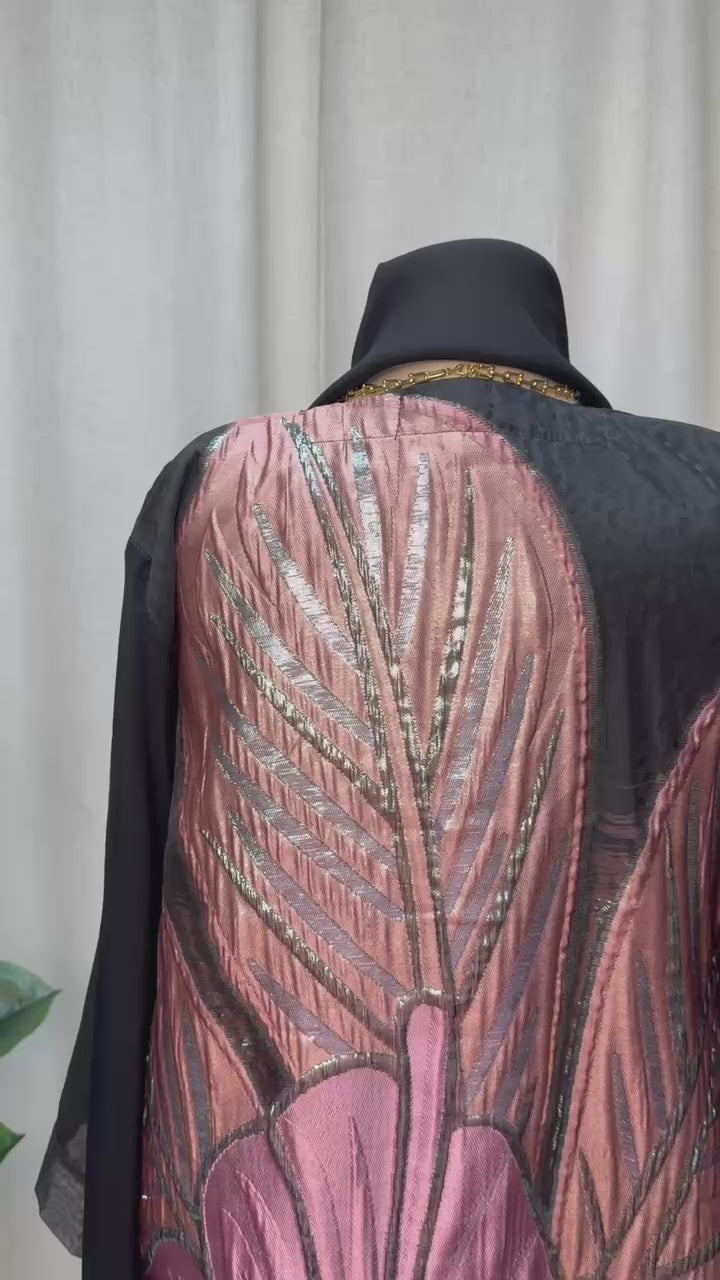Noir Bloom Open Abaya