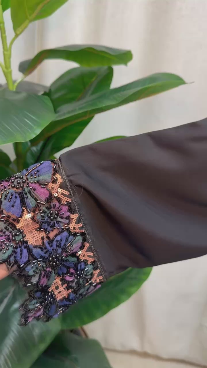 Midnight Petal Abaya