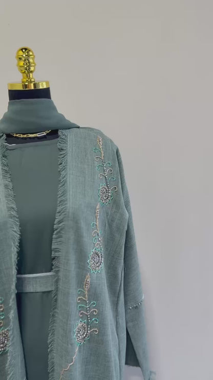 Handcrafted Linen Abaya Set