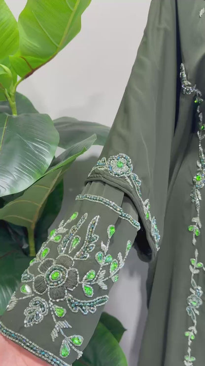 Noura Hand-Beaded Chiffon Kaftan